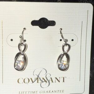 RS COVENANT Love Knot dangling earrings with 2ct Cz new in packaging